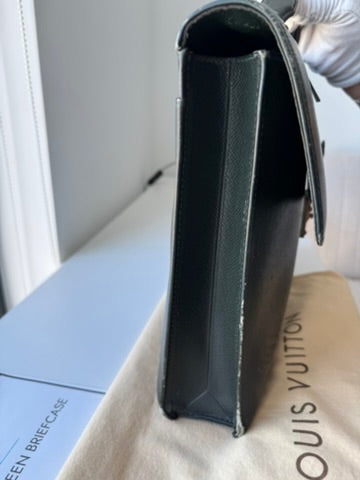 Louis Vuitton - dark green - leather briefcase