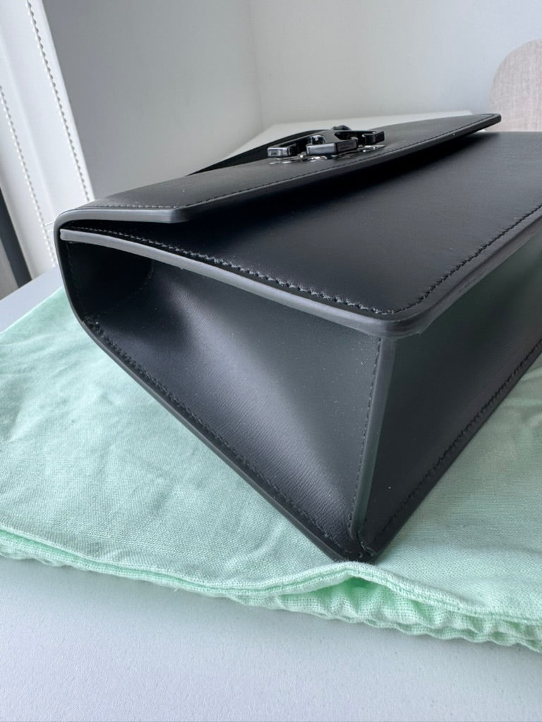 Off White - Jitney Black Leather Top Handle Bag