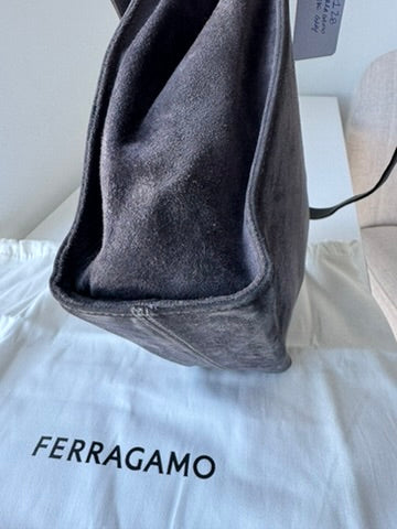 Salvatore Ferragamo - Grey Suede Leather Crossbody Bag