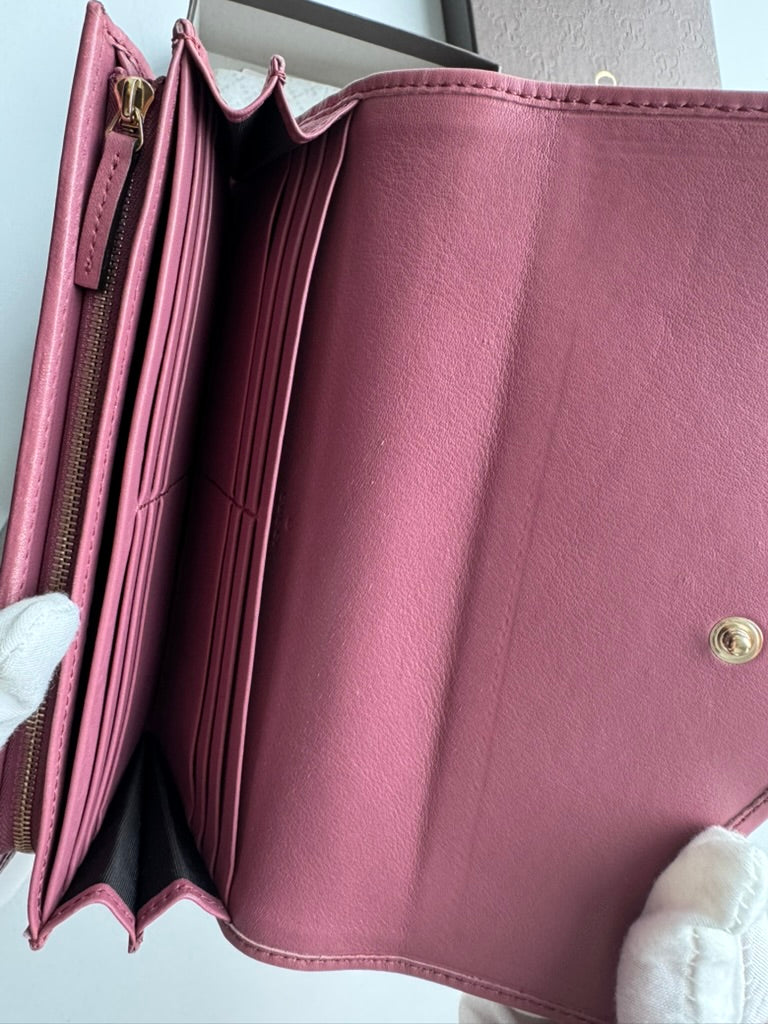 Gucci - Monogram - Pink - Long Wallet  - Nylon - w/ comp, chain. Full Set & COA