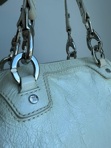 Celine - Macadam white Patent Leather Handbag (Authentication Card Included)
