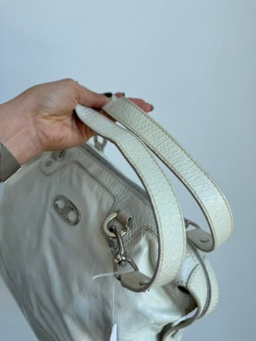 Celine - Macadam white Patent Leather Handbag (Authentication Card Included)