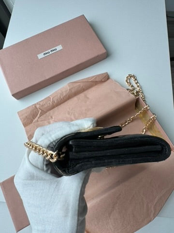 Miu Miu - Leather Long Wallet Black w/ comp. Chain