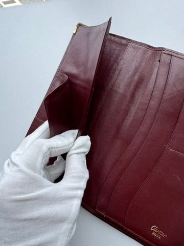 Cartier Burgundy Leather Wallet/Passport Holder
